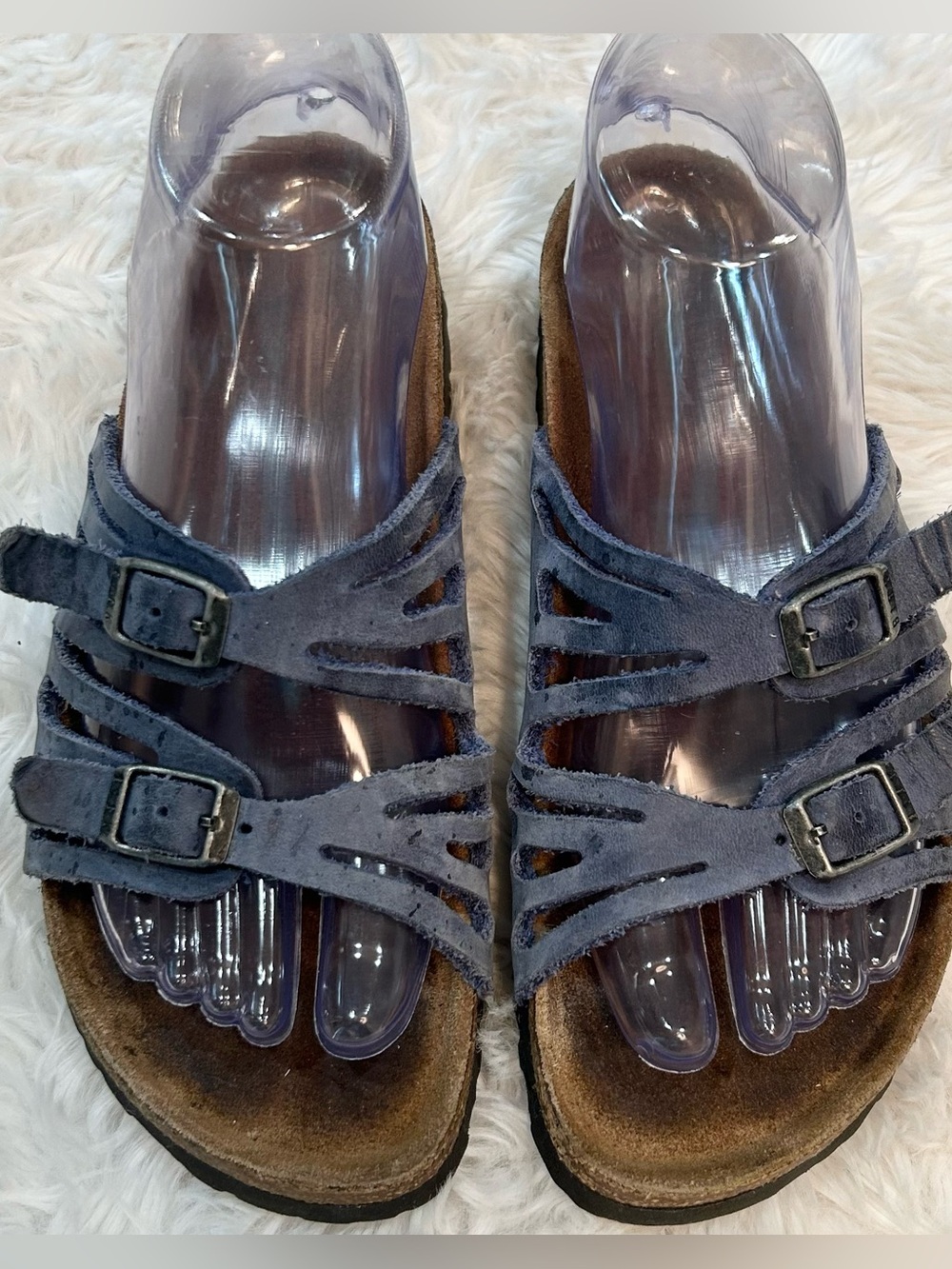 Birkenstock Granada 37 Sandals Two Strap Slides Women’s Size 6-6.5 Med/Nar Blue